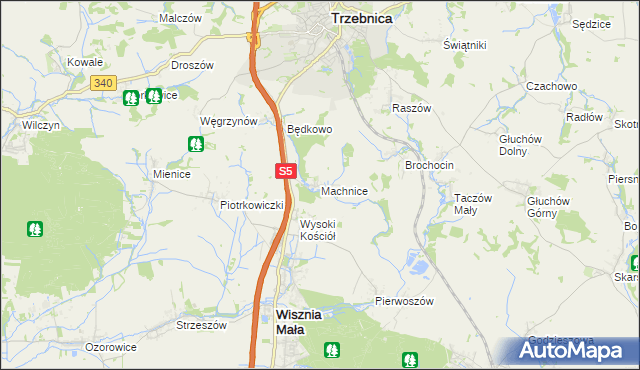 mapa Machnice, Machnice na mapie Targeo