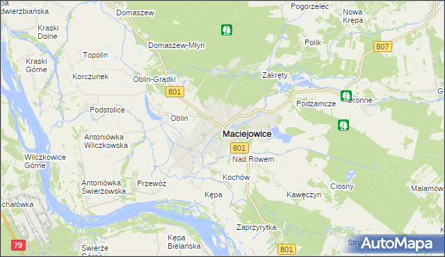 mapa Maciejowice powiat garwoliński, Maciejowice powiat garwoliński na mapie Targeo