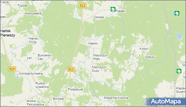 mapa Macoszyn Mały, Macoszyn Mały na mapie Targeo