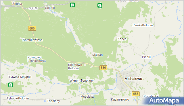 mapa Majdan gmina Michałowo, Majdan gmina Michałowo na mapie Targeo