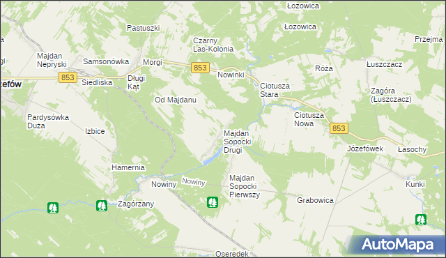 mapa Majdan Sopocki Drugi, Majdan Sopocki Drugi na mapie Targeo