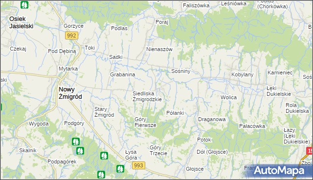 mapa Makowiska gmina Nowy Żmigród, Makowiska gmina Nowy Żmigród na mapie Targeo