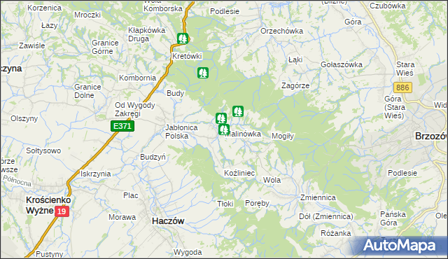 mapa Malinówka gmina Haczów, Malinówka gmina Haczów na mapie Targeo