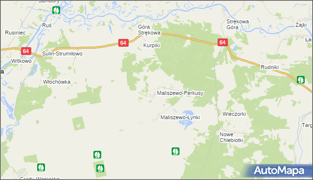 mapa Maliszewo-Perkusy, Maliszewo-Perkusy na mapie Targeo