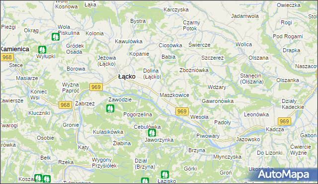 mapa Maszkowice gmina Łącko, Maszkowice gmina Łącko na mapie Targeo