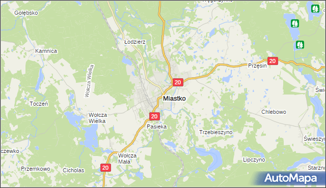 mapa Miastko powiat bytowski, Miastko powiat bytowski na mapie Targeo