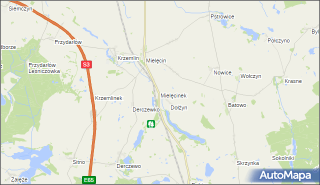 mapa Mielęcinek, Mielęcinek na mapie Targeo