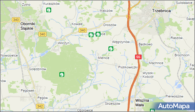 mapa Mienice, Mienice na mapie Targeo