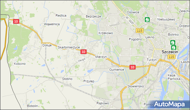 mapa Mierzyn gmina Dobra (Szczecińska), Mierzyn gmina Dobra (Szczecińska) na mapie Targeo