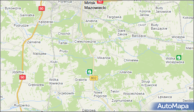 mapa Mikanów, Mikanów na mapie Targeo