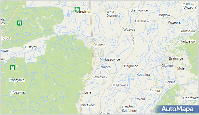 mapa Mikluszowice, Mikluszowice na mapie Targeo