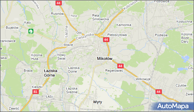 mapa Mikołów, Mikołów na mapie Targeo