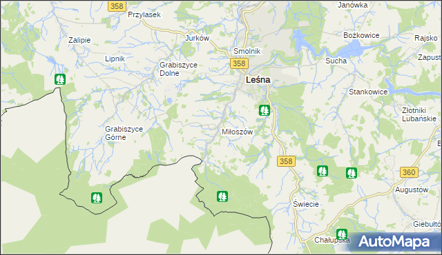 mapa Miłoszów, Miłoszów na mapie Targeo