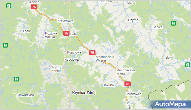 mapa Mochnaczka Wyżna, Mochnaczka Wyżna na mapie Targeo