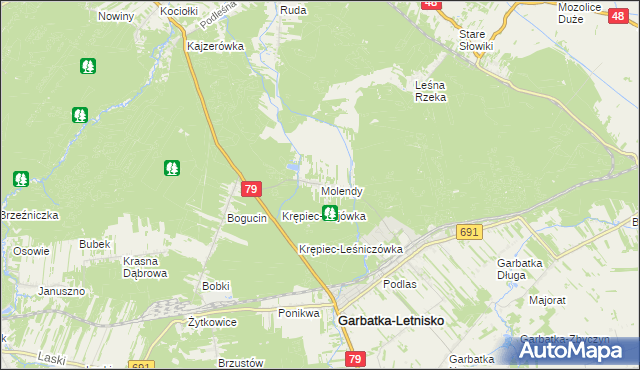 mapa Molendy, Molendy na mapie Targeo