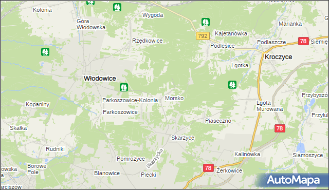 mapa Morsko gmina Włodowice, Morsko gmina Włodowice na mapie Targeo