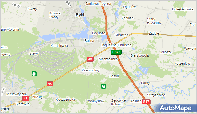 mapa Moszczanka gmina Ryki, Moszczanka gmina Ryki na mapie Targeo