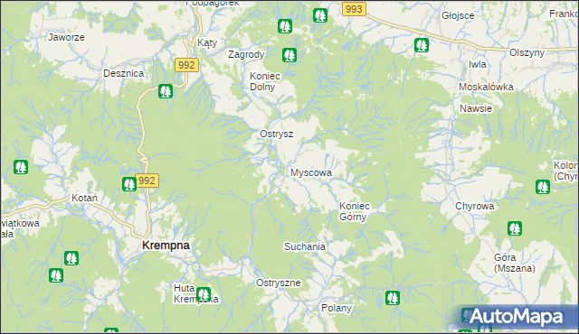 mapa Myscowa, Myscowa na mapie Targeo