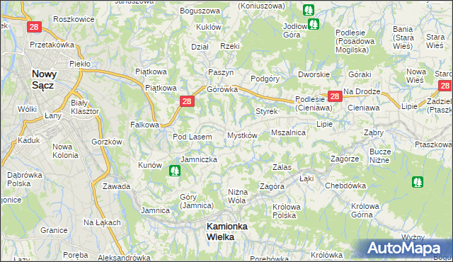 mapa Mystków, Mystków na mapie Targeo