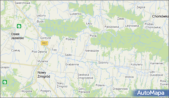 mapa Nienaszów, Nienaszów na mapie Targeo