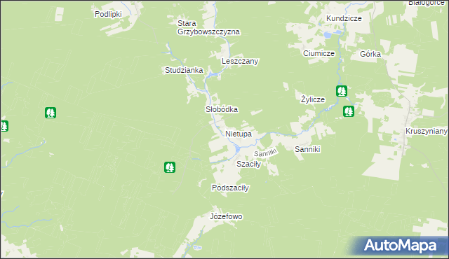 mapa Nietupa, Nietupa na mapie Targeo