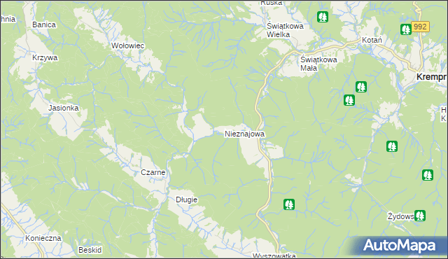 mapa Nieznajowa, Nieznajowa na mapie Targeo