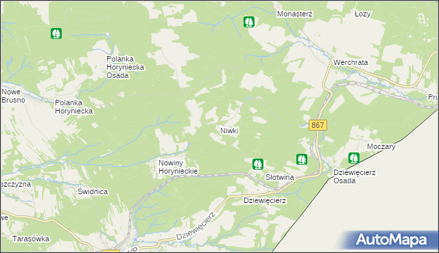 mapa Niwki gmina Horyniec-Zdrój, Niwki gmina Horyniec-Zdrój na mapie Targeo