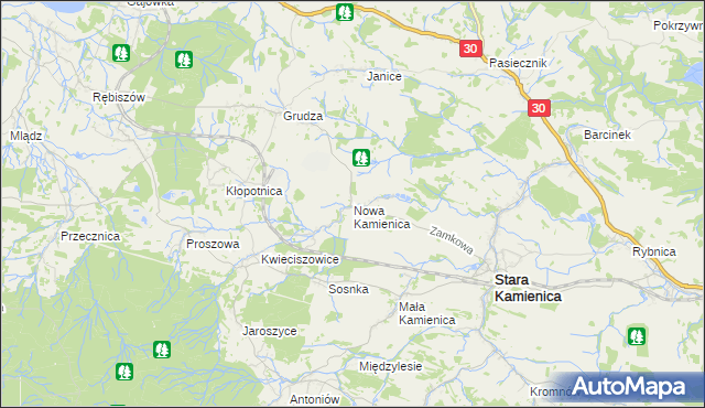 mapa Nowa Kamienica, Nowa Kamienica na mapie Targeo