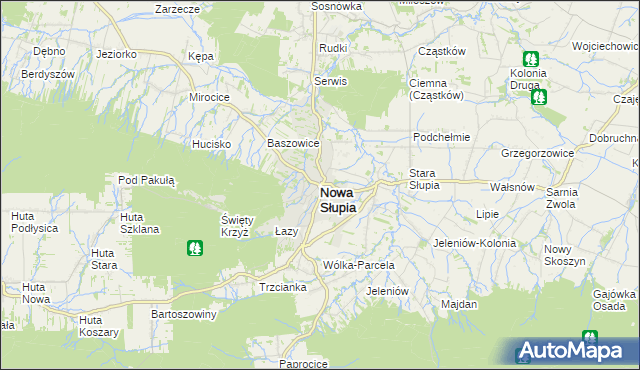 mapa Nowa Słupia, Nowa Słupia na mapie Targeo