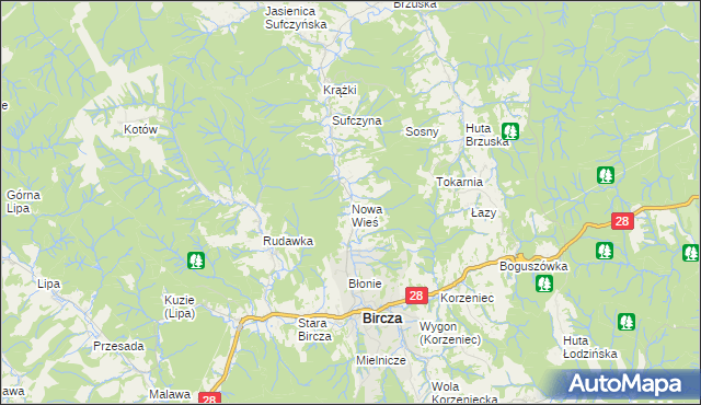 mapa Nowa Wieś gmina Bircza, Nowa Wieś gmina Bircza na mapie Targeo
