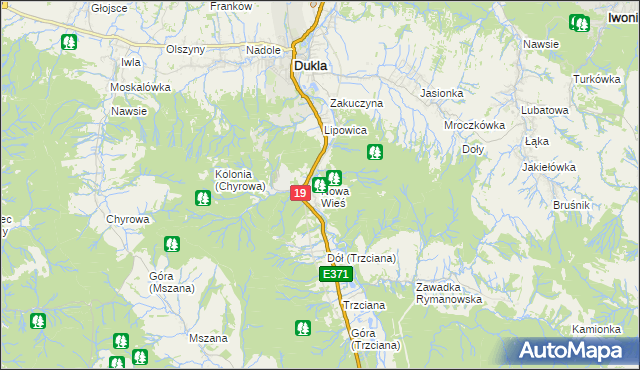 mapa Nowa Wieś gmina Dukla, Nowa Wieś gmina Dukla na mapie Targeo