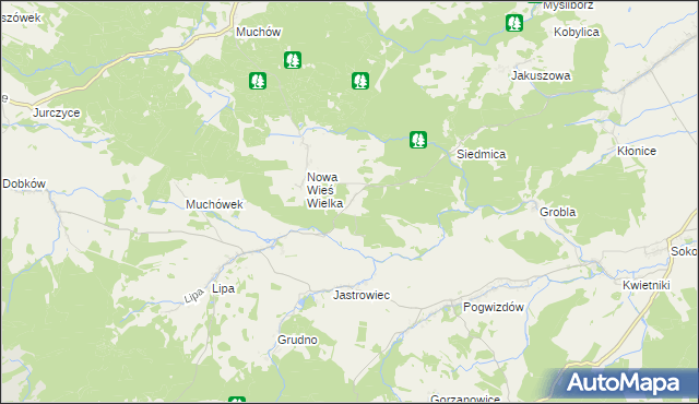 mapa Nowa Wieś Mała gmina Paszowice, Nowa Wieś Mała gmina Paszowice na mapie Targeo