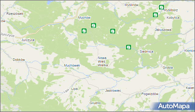 mapa Nowa Wieś Wielka gmina Paszowice, Nowa Wieś Wielka gmina Paszowice na mapie Targeo