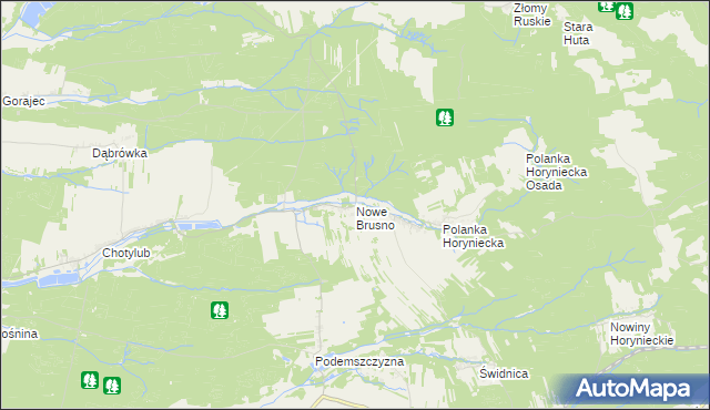 mapa Nowe Brusno, Nowe Brusno na mapie Targeo