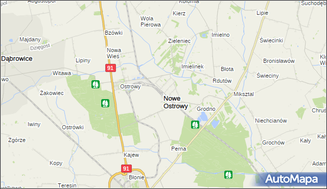 mapa Nowe Ostrowy, Nowe Ostrowy na mapie Targeo