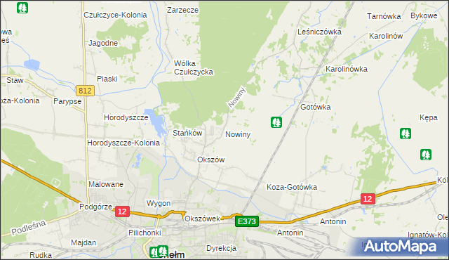 mapa Nowiny gmina Chełm, Nowiny gmina Chełm na mapie Targeo