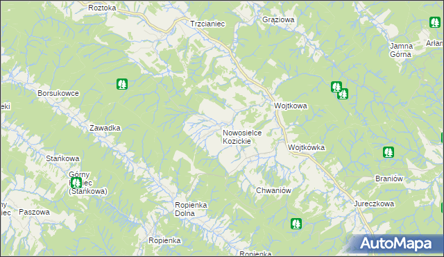 mapa Nowosielce Kozickie, Nowosielce Kozickie na mapie Targeo