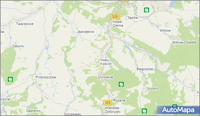 mapa Nowy Kościół, Nowy Kościół na mapie Targeo