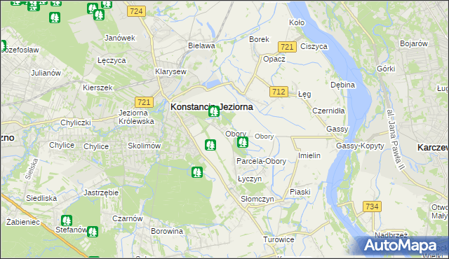 mapa Obory gmina Konstancin-Jeziorna, Obory gmina Konstancin-Jeziorna na mapie Targeo