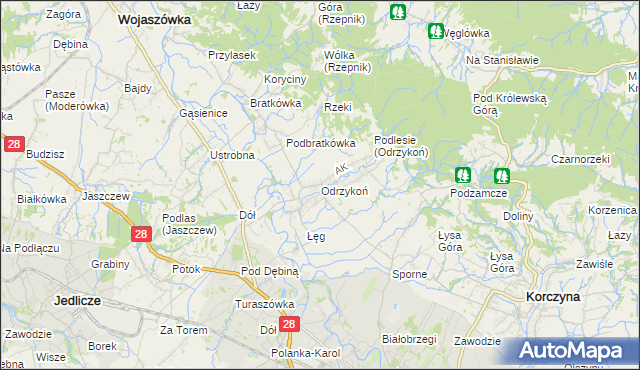 mapa Odrzykoń, Odrzykoń na mapie Targeo