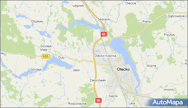 mapa Olecko-Kolonia, Olecko-Kolonia na mapie Targeo