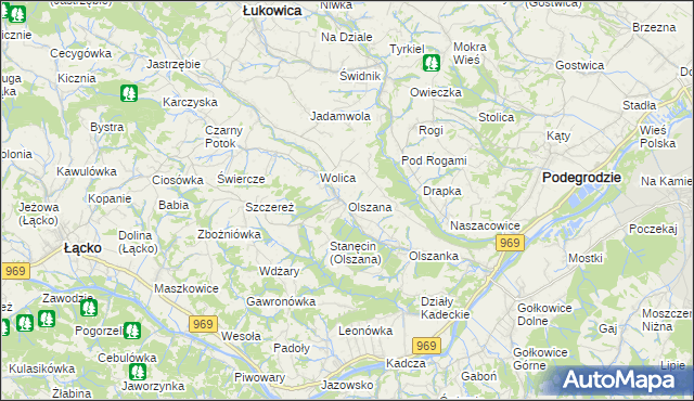 mapa Olszana, Olszana na mapie Targeo