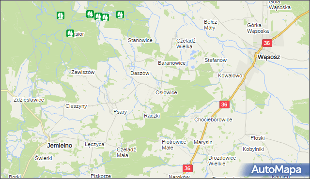 mapa Osłowice, Osłowice na mapie Targeo