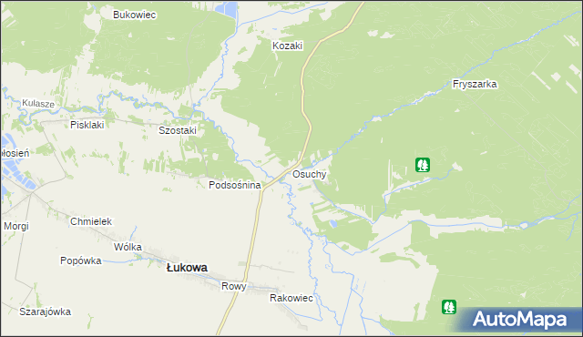 mapa Osuchy gmina Łukowa, Osuchy gmina Łukowa na mapie Targeo