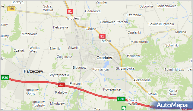 mapa Ozorków, Ozorków na mapie Targeo