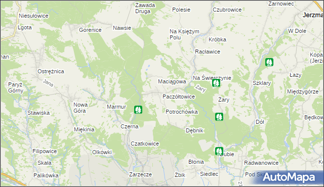 mapa Paczółtowice, Paczółtowice na mapie Targeo