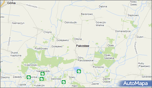 mapa Pakosław powiat rawicki, Pakosław powiat rawicki na mapie Targeo