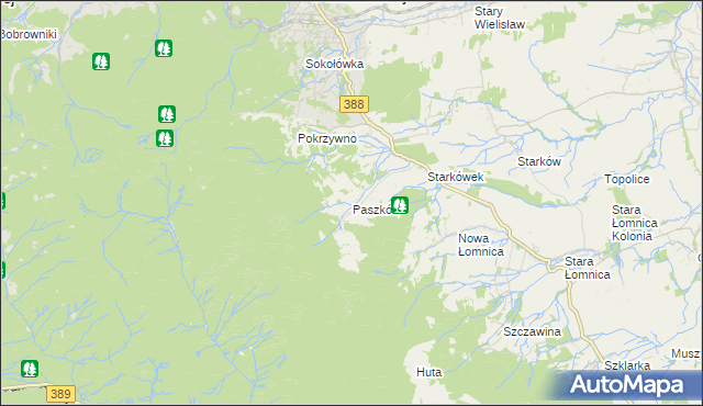 mapa Paszków gmina Bystrzyca Kłodzka, Paszków gmina Bystrzyca Kłodzka na mapie Targeo