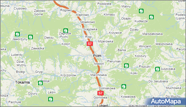 mapa Pcim, Pcim na mapie Targeo