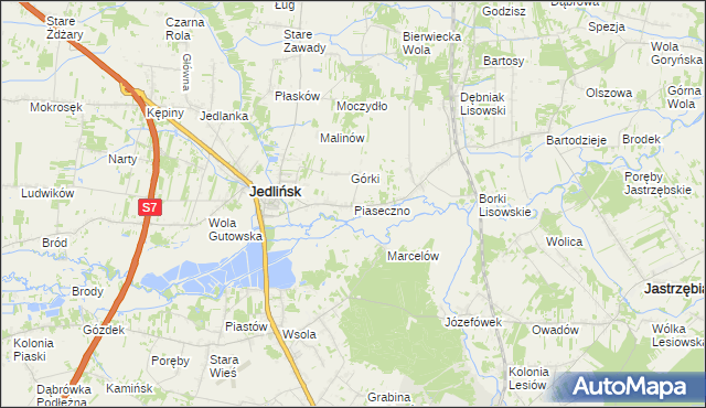 mapa Piaseczno gmina Jedlińsk, Piaseczno gmina Jedlińsk na mapie Targeo